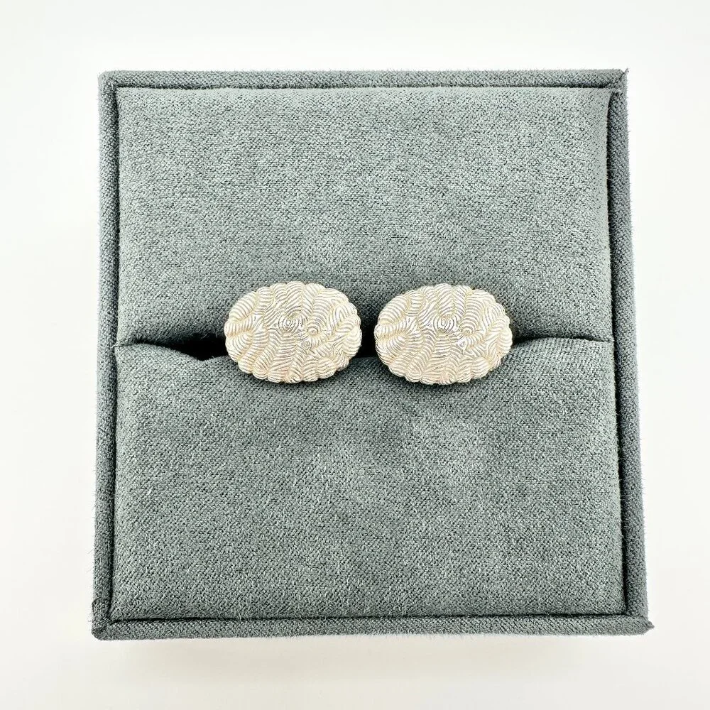 David Yurman Sea Coral Cufflinks w/ Sterling Silver & 18K Yellow Gold - RARE